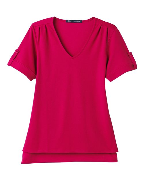 Load image into Gallery viewer, Devon &amp; Jones DG20WB Women's CrownLux Performance® Plaited Rolled Sleeve Shirt - Red
