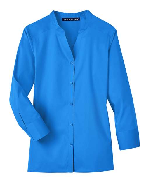 Load image into Gallery viewer, Devon &amp; Jones DG560W Women's Crown Collection® Stretch Broadcloth Three-Quarter Sleeve Blouse - French Blue
