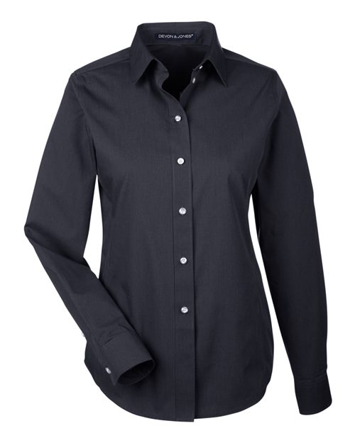 Devon & Jones DG534W Women's Crown Collection® Striped Woven Dress Shirt - Black/ Graphite