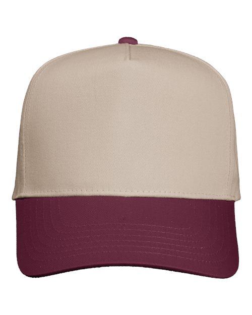 Load image into Gallery viewer, Valucap 8869 Five-Panel Twill Cap - Khaki/ Maroon
