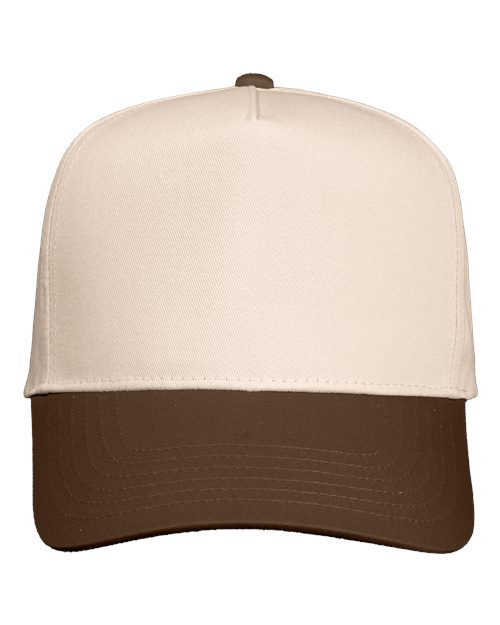 Valucap 8869 Five-Panel Twill Cap - Natural/ Brown