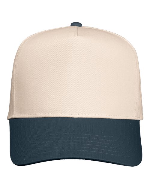 Valucap 8869 Five-Panel Twill Cap - Natural/ Charcoal