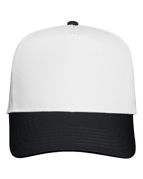 Valucap 8869 Five-Panel Twill Cap - White/ Black