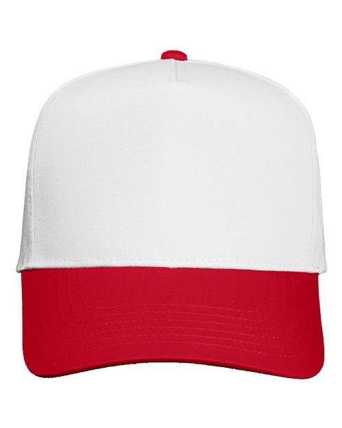 Load image into Gallery viewer, Valucap 8869 Five-Panel Twill Cap - White/ Red
