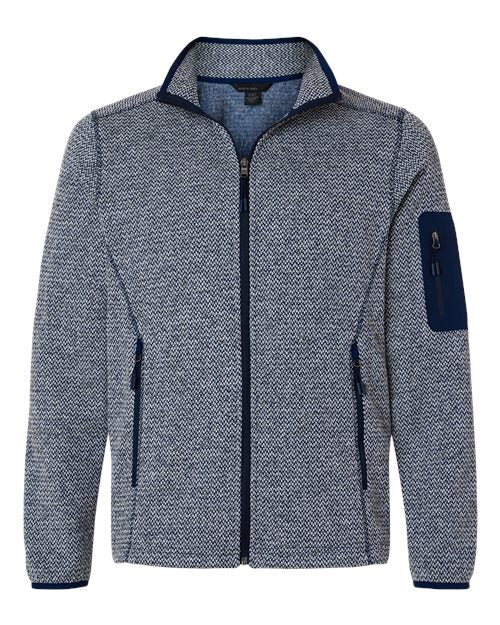 North End NE730 Men's Jasper Full-Zip Fleece Jacket - Classic Navy/ White