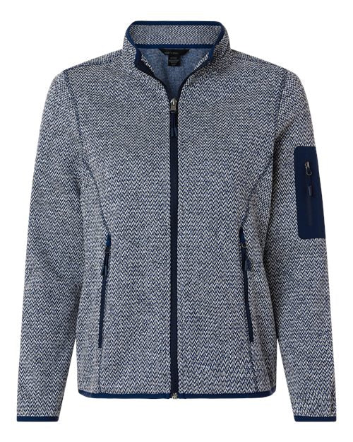 North End NE730W Women's Jasper Full-Zip Fleece Jacket - Classic Navy/ White