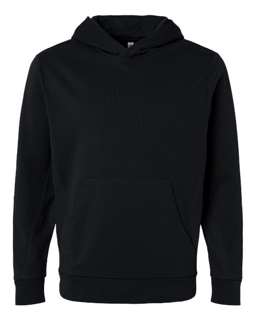 Team 365 TT400 Unisex Squad Hooded Tech Fleece Pullover - Black
