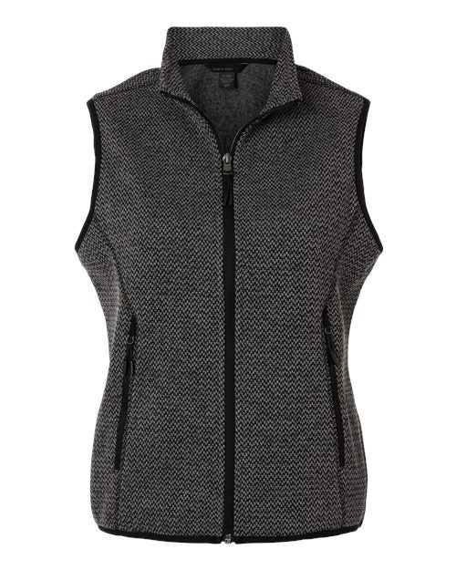North End NE731W Women's Jasper Jacquard Fleece Vest - Black/ Grey