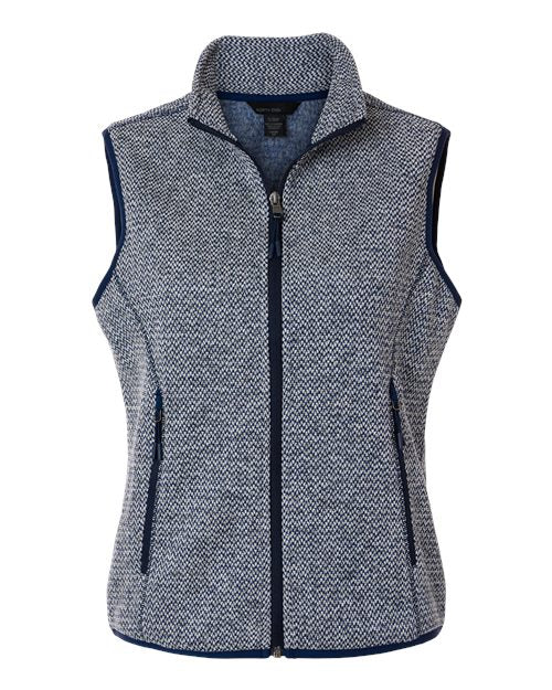 North End NE731W Women's Jasper Jacquard Fleece Vest - Classic Navy/ White