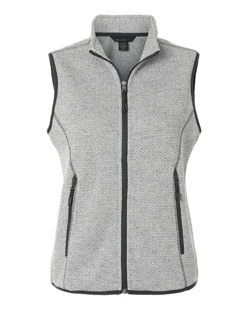 North End NE731W Women's Jasper Jacquard Fleece Vest - Grey/ White
