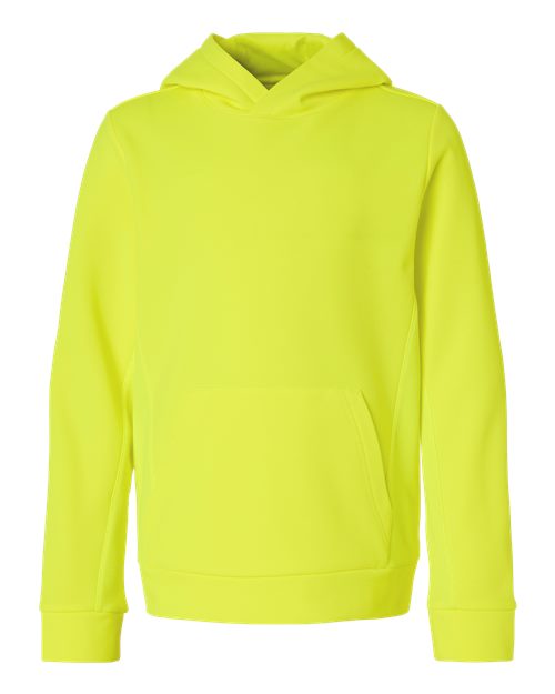 Load image into Gallery viewer, Team 365 TT400Y Youth Squad Hooded Tech Fleece Pullover - Safety Yellow
