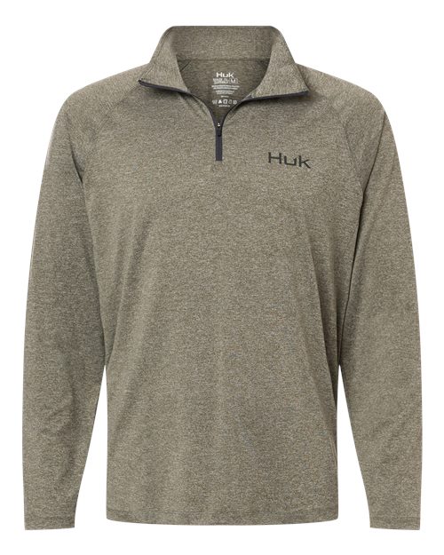 Load image into Gallery viewer, HUK H1200715 Men's Airweight Heather Quarter-Zip Pullover - Heather Moss
