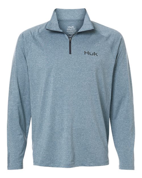 Load image into Gallery viewer, HUK H1200715 Men's Airweight Heather Quarter-Zip Pullover - Silverblue Heather
