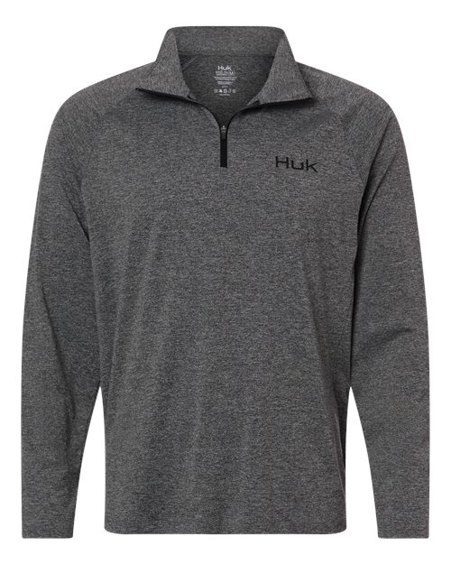 HUK H1200715 Men's Airweight Heather Quarter-Zip Pullover - Volcanic Ash Heather