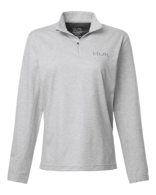 HUK H6130024 Women's Coldfront+ Quarter-Zip Pullover - Harbor Mist Heather