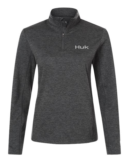 HUK H6130024 Women's Coldfront+ Quarter-Zip Pullover - Volcanic Ash Heather