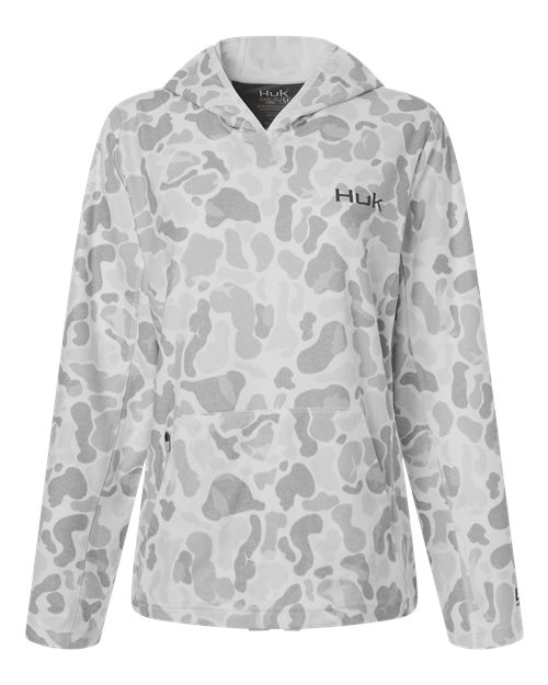Load image into Gallery viewer, HUK H6130037 Women's Coldfront+ KC Print Hooded Sweatshirt - White
