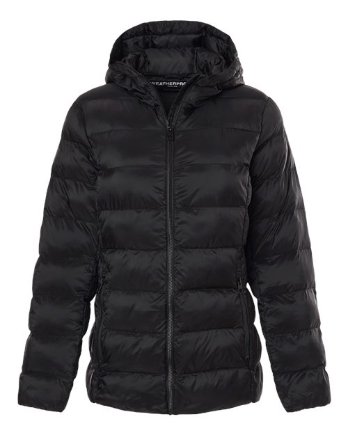 Weatherproof W26715 Women's Lightweight Poly-filled Hooded Puffer Jacket - Black