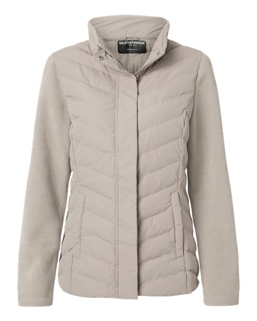 Weatherproof W26719 Women's Mixed Media Chevron Jacket - Taupe