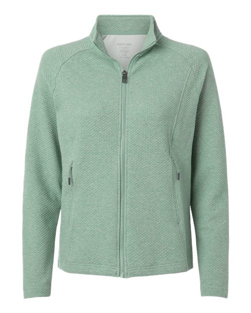 North End NE727W Women's Spirit Textured Full-Zip - Sage Green Heather