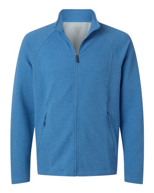 North End NE727 Men's Spirit Textured Full-Zip - Light Nautical Blue Heather