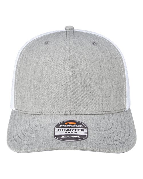 Load image into Gallery viewer, Pukka 6101M Charter Six-Panel Cap - Grey Heather/ White
