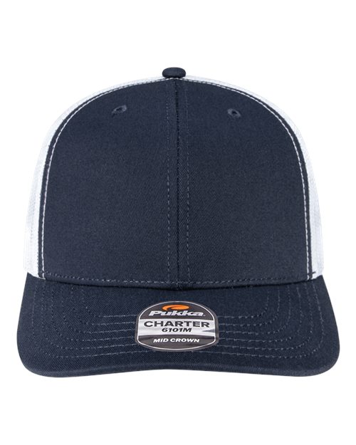 Load image into Gallery viewer, Pukka 6101M Charter Six-Panel Cap - Navy/ White
