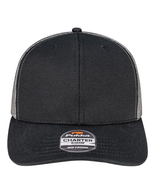 Pukka 6101M Charter Six-Panel Cap - Black/ Charcoal
