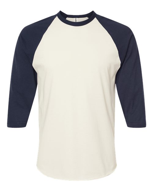 Load image into Gallery viewer, Unisex Fine Jersey Raglan T-Shirt - Vintage White/ Navy
