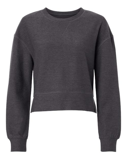 Boxercraft BW5102 Women's Rib Knit Corded Boxy Crewneck Sweatshirt - Black