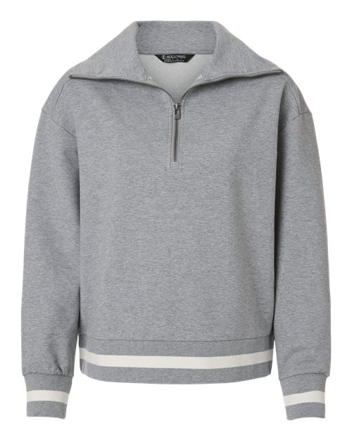 Load image into Gallery viewer, Holloway 223782 Women's Heritage Prep Quarter-Zip Pullover - Athletic Heather/ Vanilla

