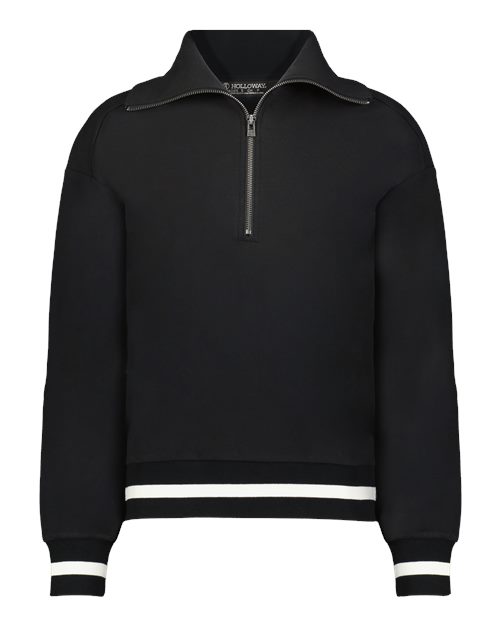 Load image into Gallery viewer, Holloway 223782 Women's Heritage Prep Quarter-Zip Pullover - Black/ Vanilla
