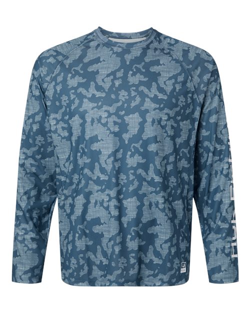 HUK H12L0017 Men's Lopro Running Lakes Long Sleeve T-Shirt - Titanium Blue