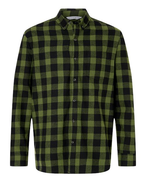 Boxercraft BU7401 Men's Flannel Button Down Shirt - Army/ Black Buffalo
