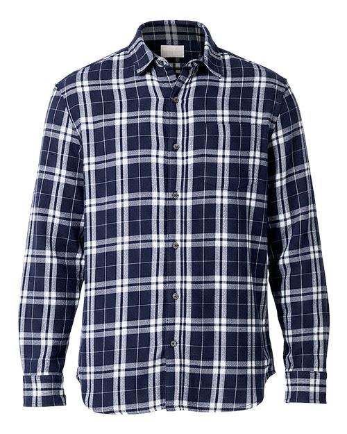Load image into Gallery viewer, Boxercraft BU7401 Men's Flannel Button Down Shirt - Navy/ Silver Plaid
