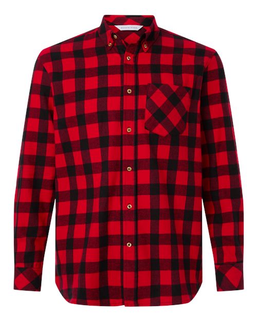 Boxercraft BU7401 Men's Flannel Button Down Shirt - Red/ Black Buffalo