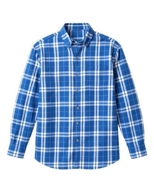 Load image into Gallery viewer, Boxercraft BU7401 Men's Flannel Button Down Shirt - Royal/ Silver Plaid
