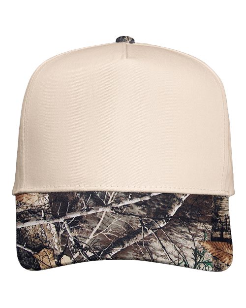 Valucap 8869 Five-Panel Twill Cap - Natural/ Realtree All Purpose