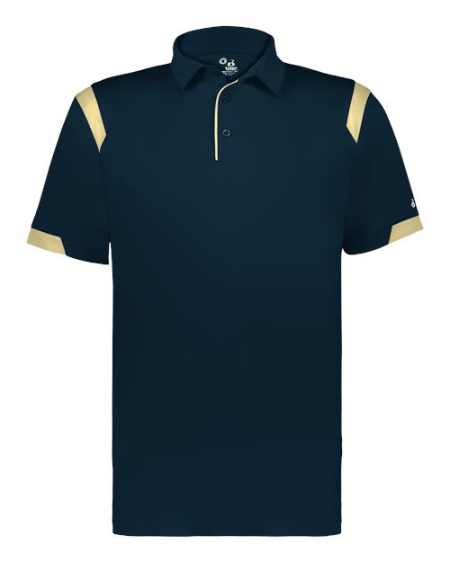 Load image into Gallery viewer, Badger 3350 Unisex On the Rise Polo - Navy/ Vegas Gold
