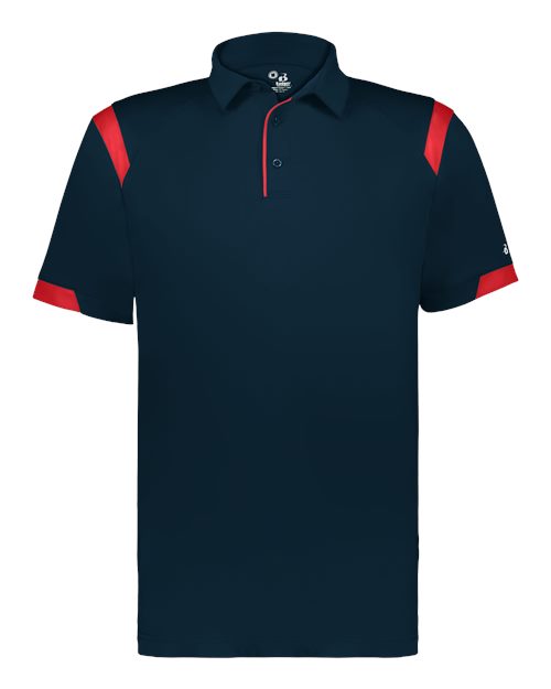 Badger 3350 Unisex On the Rise Polo - Navy/ Red