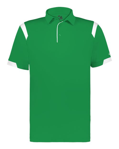 Load image into Gallery viewer, Badger 3350 Unisex On the Rise Polo - Kelly/ White
