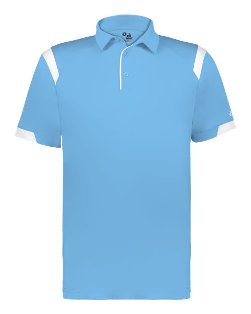 Load image into Gallery viewer, Badger 3350 Unisex On the Rise Polo - Columbia Blue/ White
