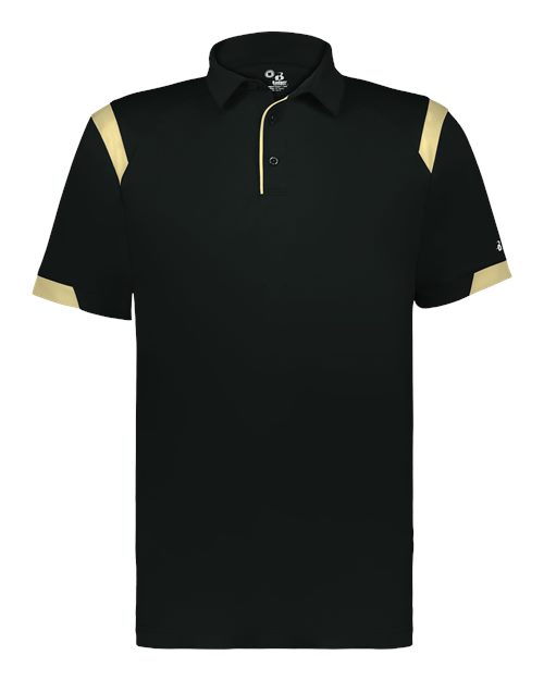Badger 3350 Unisex On the Rise Polo - Black/ Vegas Gold