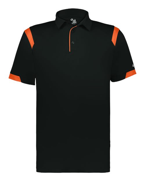Badger 3350 Unisex On the Rise Polo - Black/ Burnt Orange