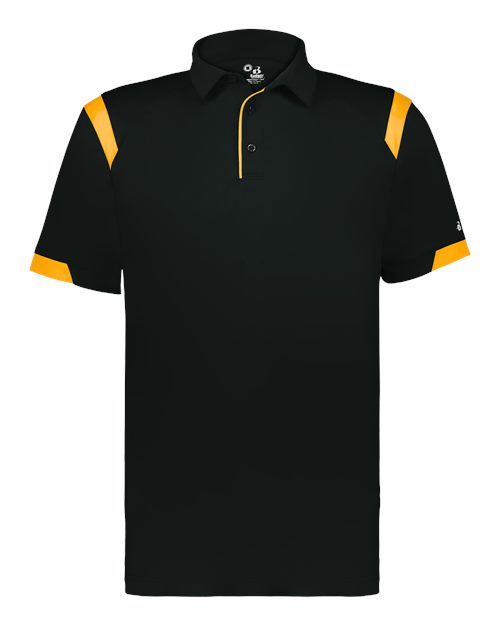 Load image into Gallery viewer, Badger 3350 Unisex On the Rise Polo - Black/ Gold
