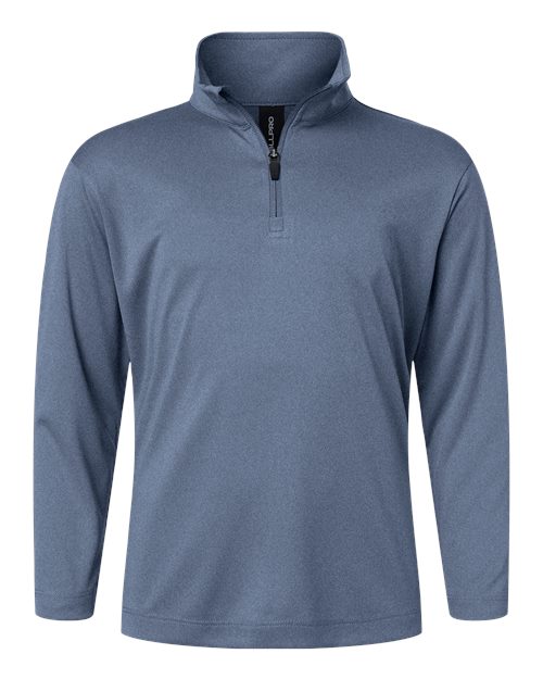 AllPro 41870Y Youth Pro-Lock Performance Quarter-Zip Pullover - Heather Navy