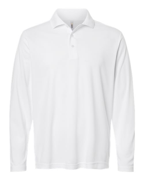 CORE365 CE108L Men's Nova Performance Long Sleeve Pique Polo - White