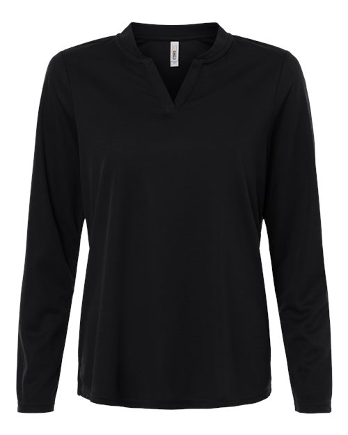 Load image into Gallery viewer, CORE365 CE108LW Women's Nova Performance Long Sleeve Pique Polo - Black
