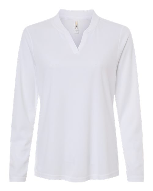 Load image into Gallery viewer, CORE365 CE108LW Women's Nova Performance Long Sleeve Pique Polo - White
