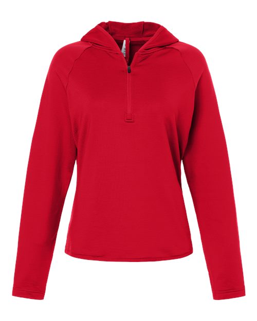 Team 365 TT200W Women's Qualify Quarter-Zip Hooded Pullover - Sport Red